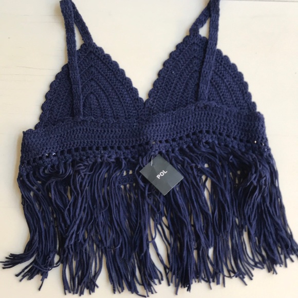 NWT sz s pol fringe cropped top - Picture 2 of 3